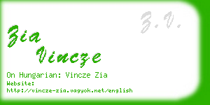 zia vincze business card